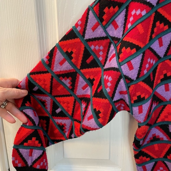 Vintage Tyrolia Skiwear Sweater Turtleneck Geometric Retro Wool Blend Medium - Picture 5 of 7